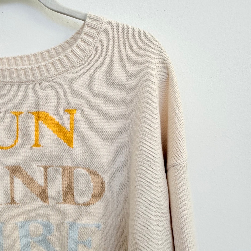 Saltwater Luxe SUN SAND SURF Sweater Cream Graphic Knit XL NWT - Picture 4 of 9